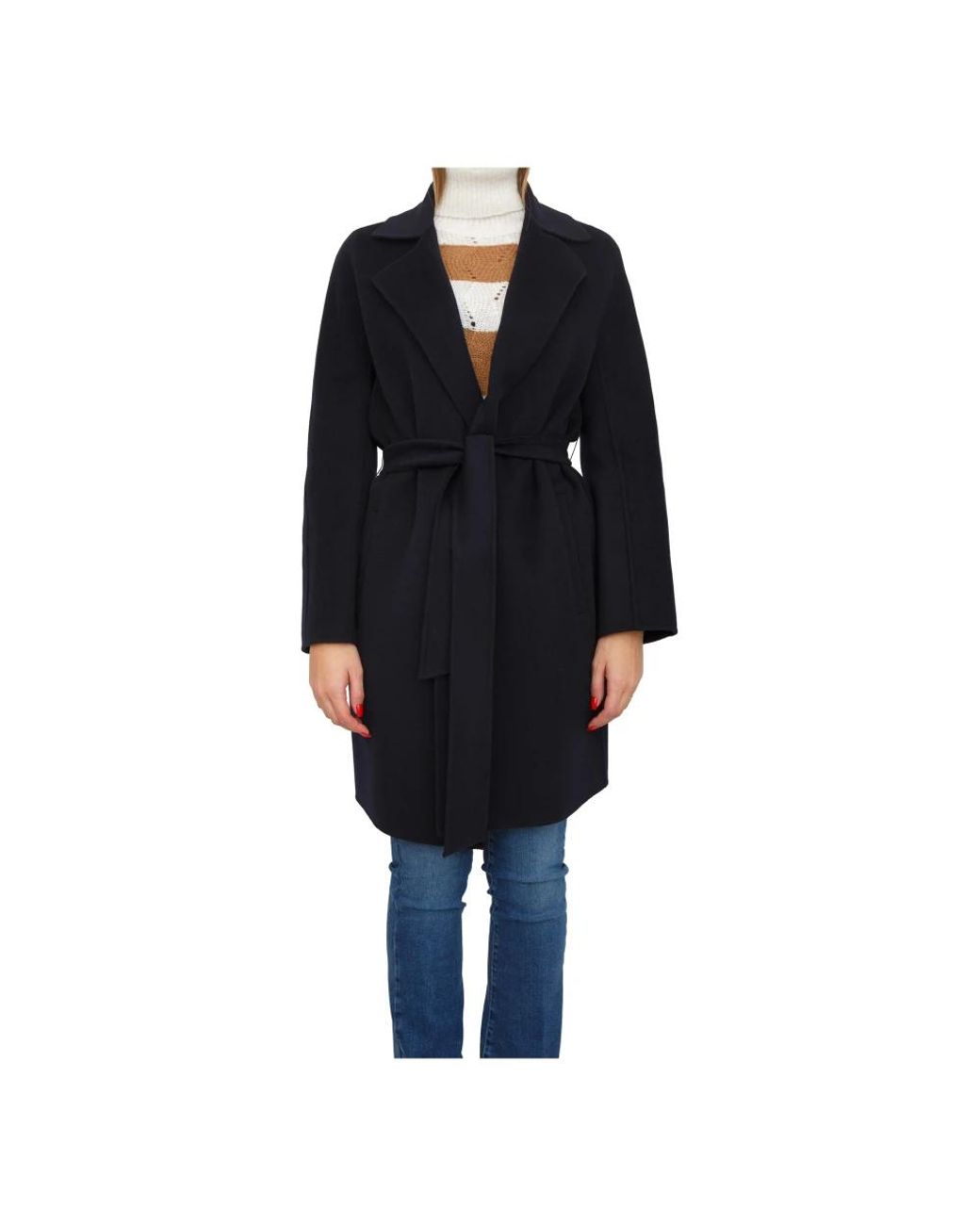 Max Mara Jassen ,Blauw ,Wol Ajaccio Robe Coat in het Black