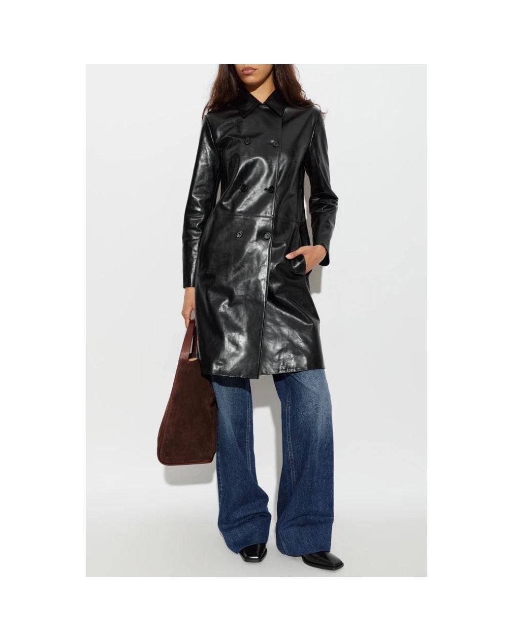 Double-Breasted Coats Jil Sander de color Black