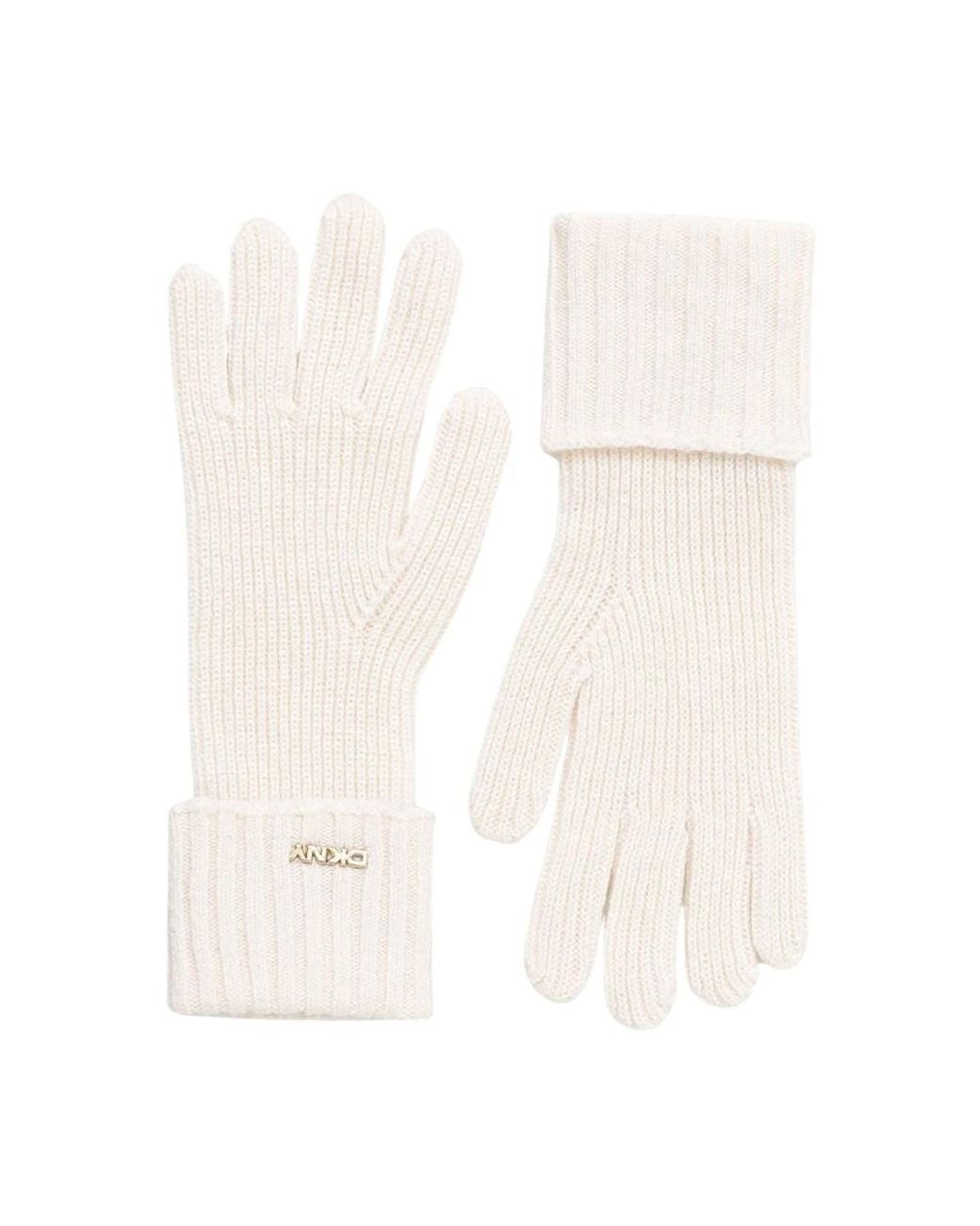 DKNY Accessoires ,Wol Korte Gebreide Handschoenen in het White