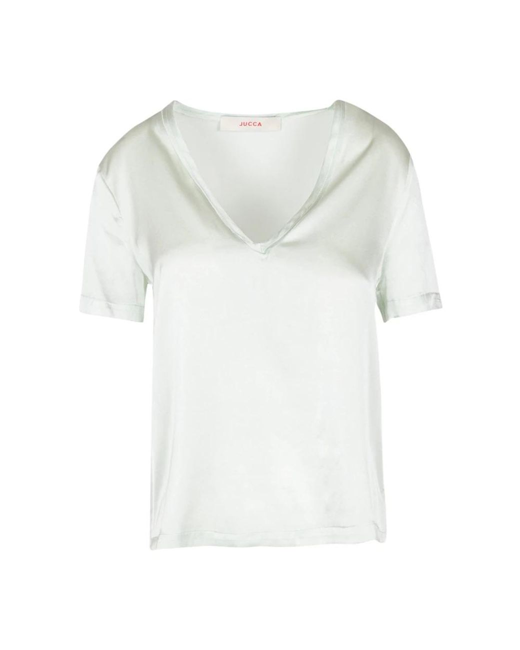 Jucca Overhemden ,Grijs ,Satijn Zijden V-Hals T-Shirt in het White