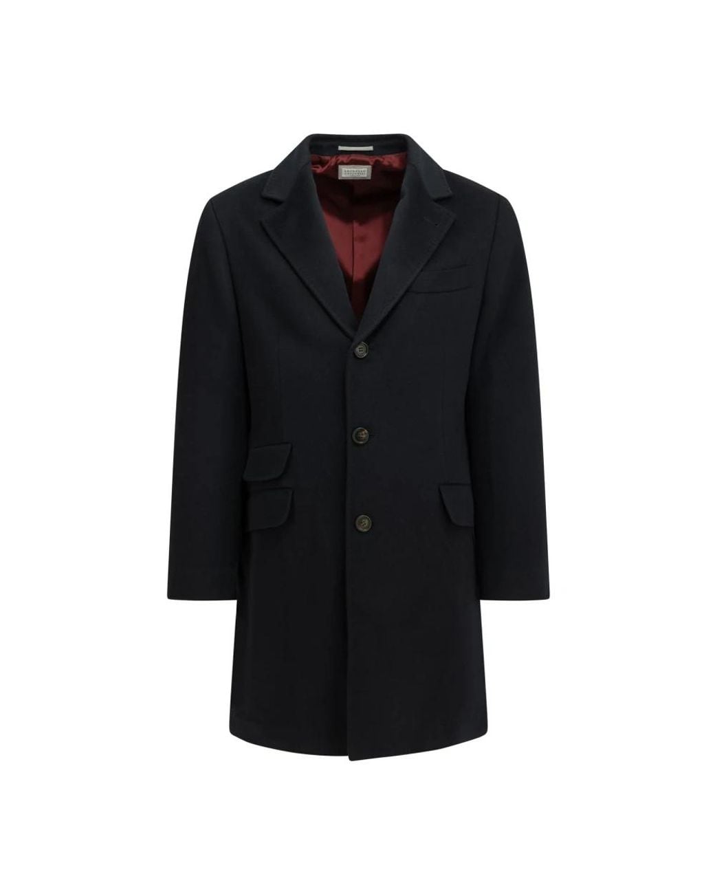 Brunello Cucinelli Black Single-Breasted Coats for men
