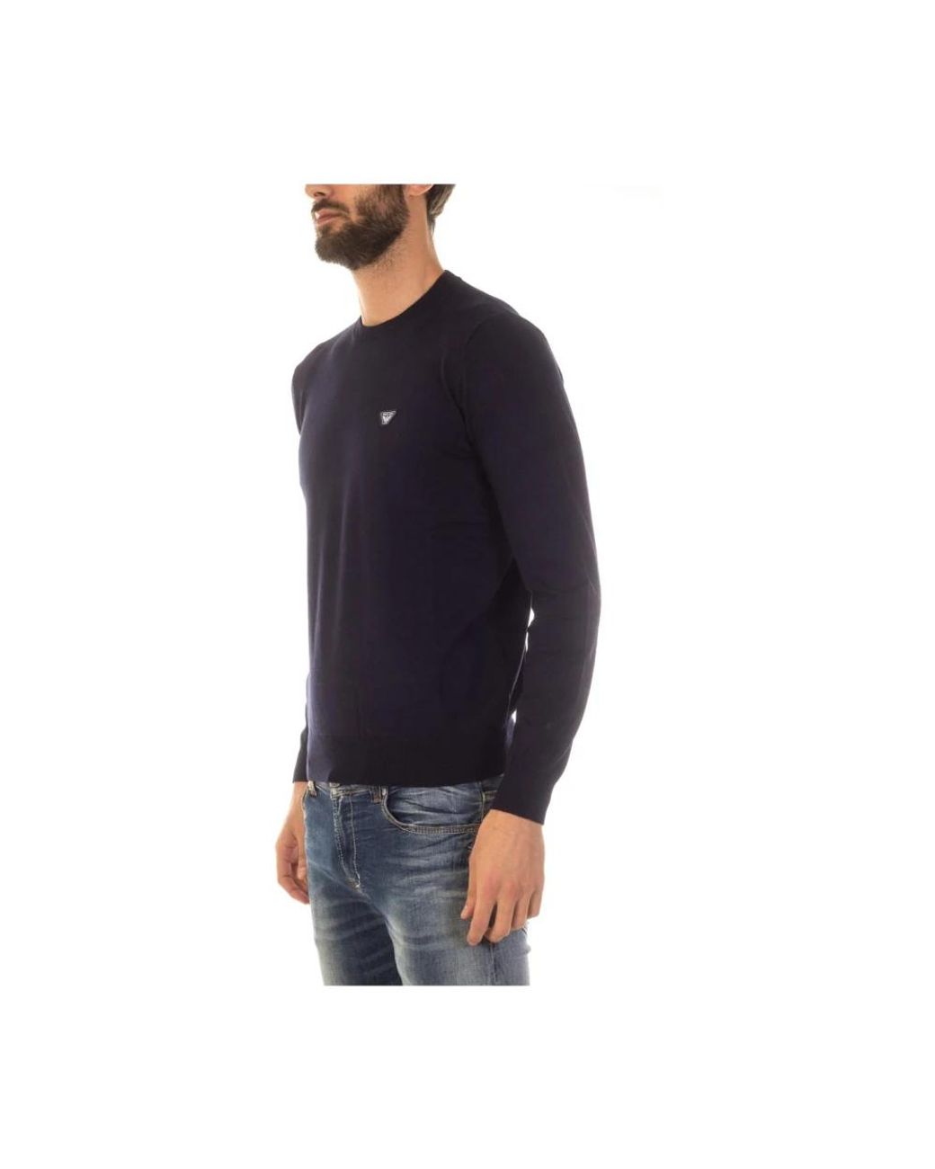 Armani Jeans Blue Round-Neck Knitwear for men