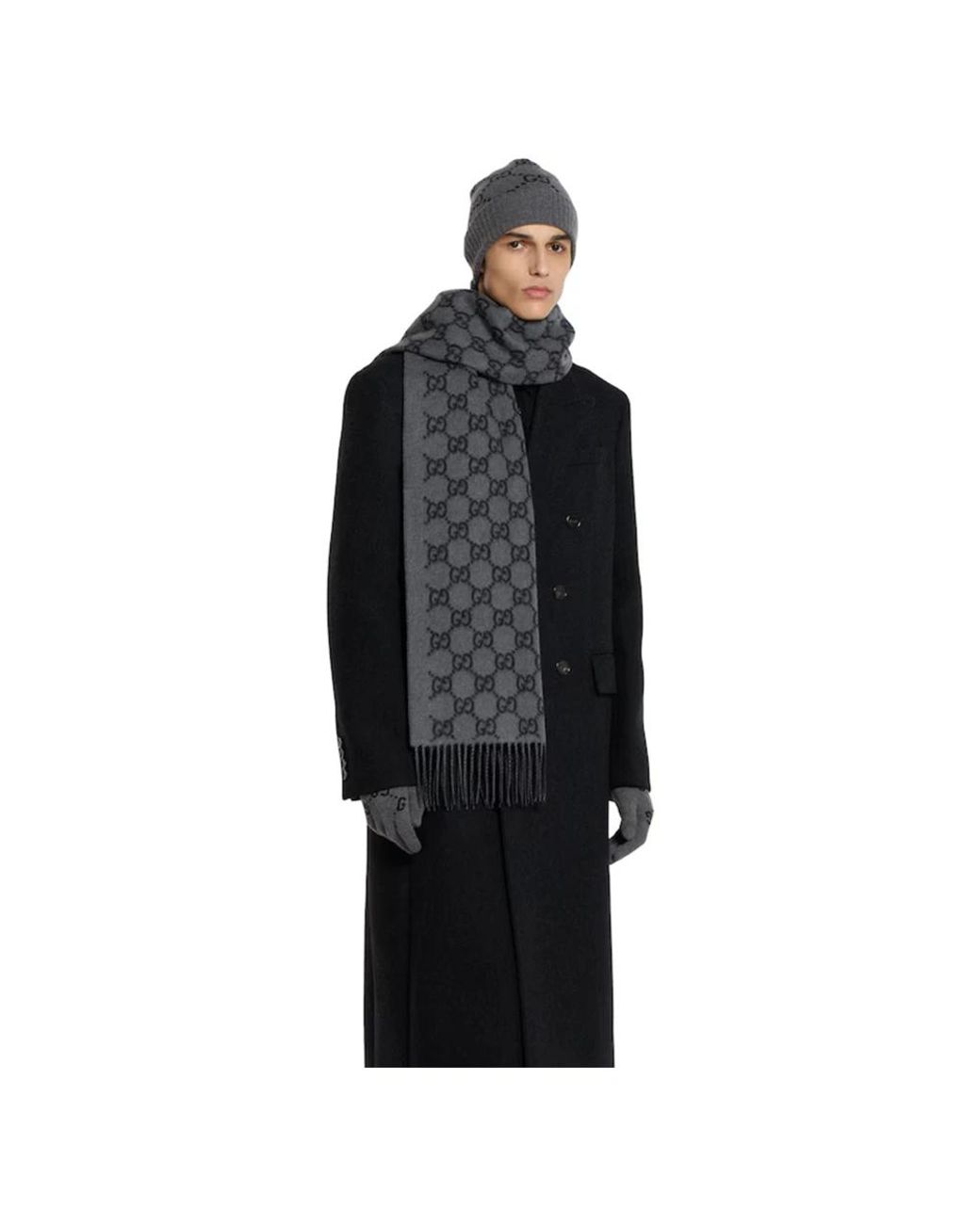 Gucci Gray Winter Scarves for men