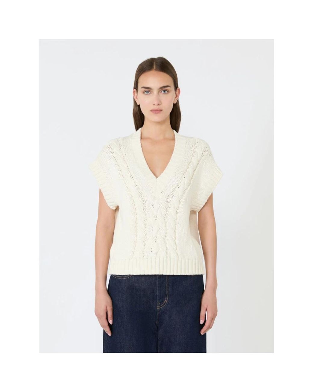 Weekend by Maxmara White V-Neck Knitwear