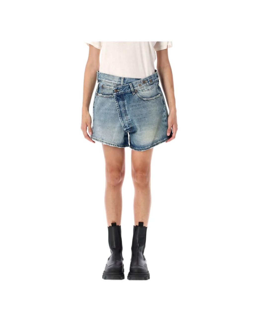 R13 Blue Denim Shorts