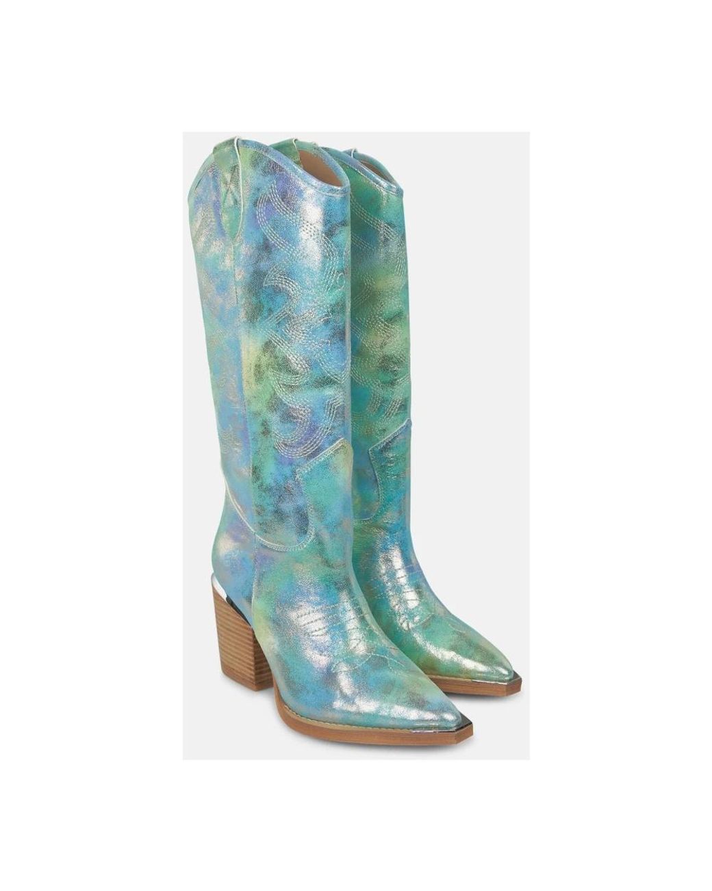 Alma En Pena. Blue Cowboy & Biker Boots