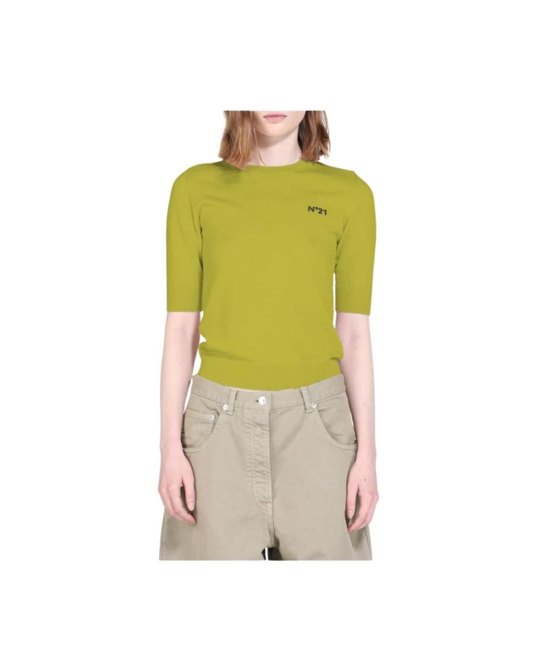 N°21 Yellow Round-Neck Knitwear