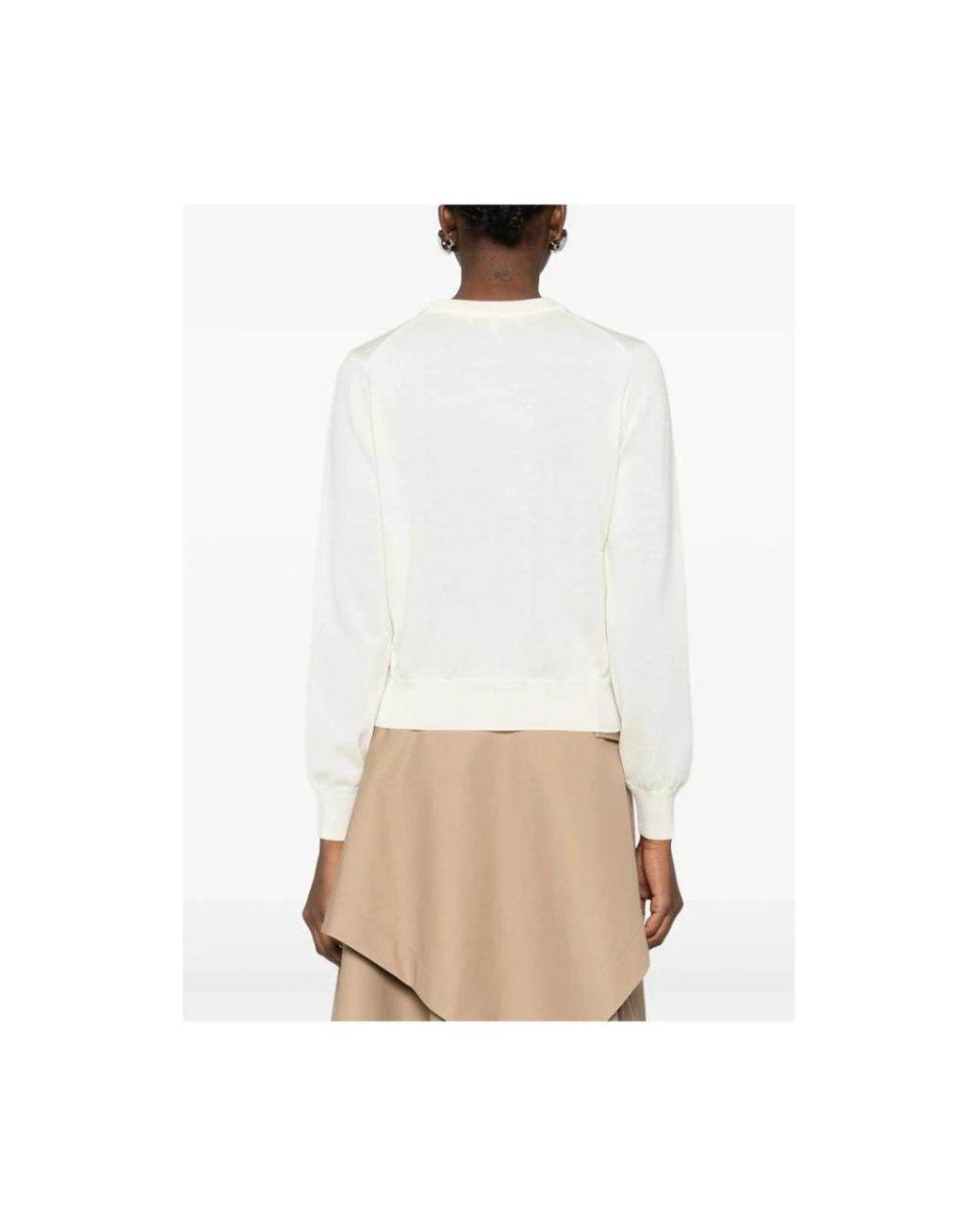 Maison Kitsuné White Round-Neck Knitwear