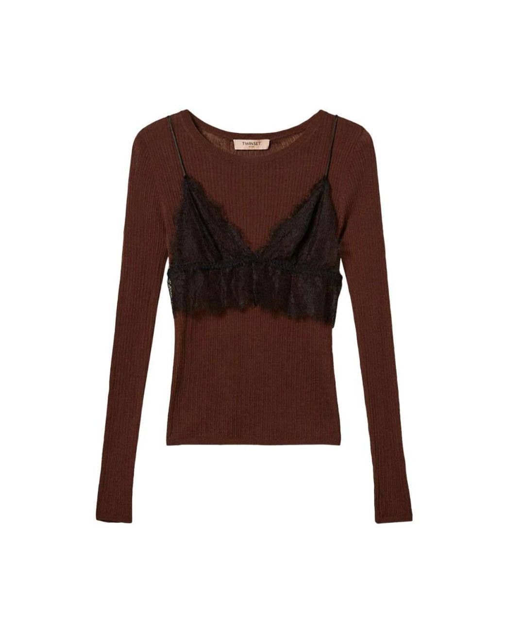 Twinset Brown Round-Neck Knitwear