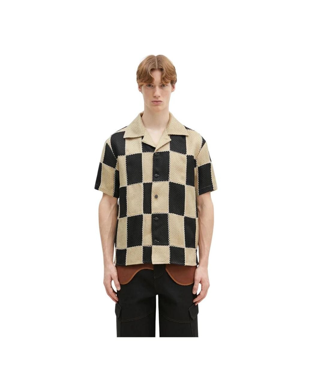 ANDERSSON BELL Patchwork Open Collar Shirt in het Green voor heren