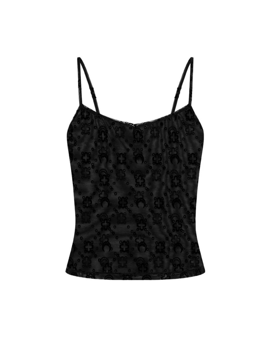 MARINE SERRE Black Sleeveless Tops
