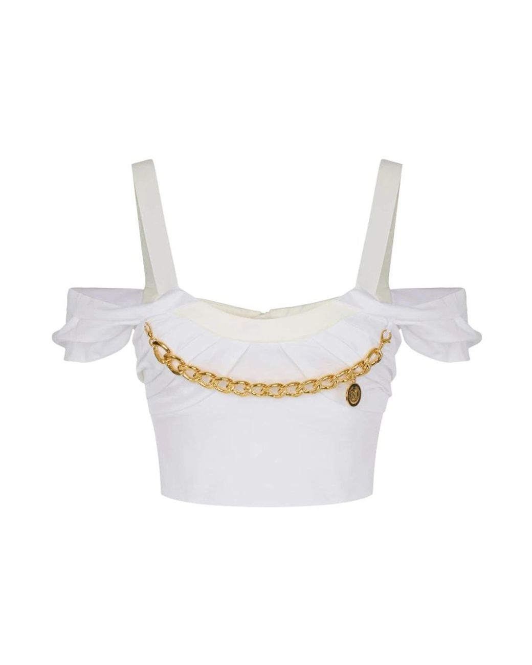 Elisabetta Franchi White Sleeveless Tops