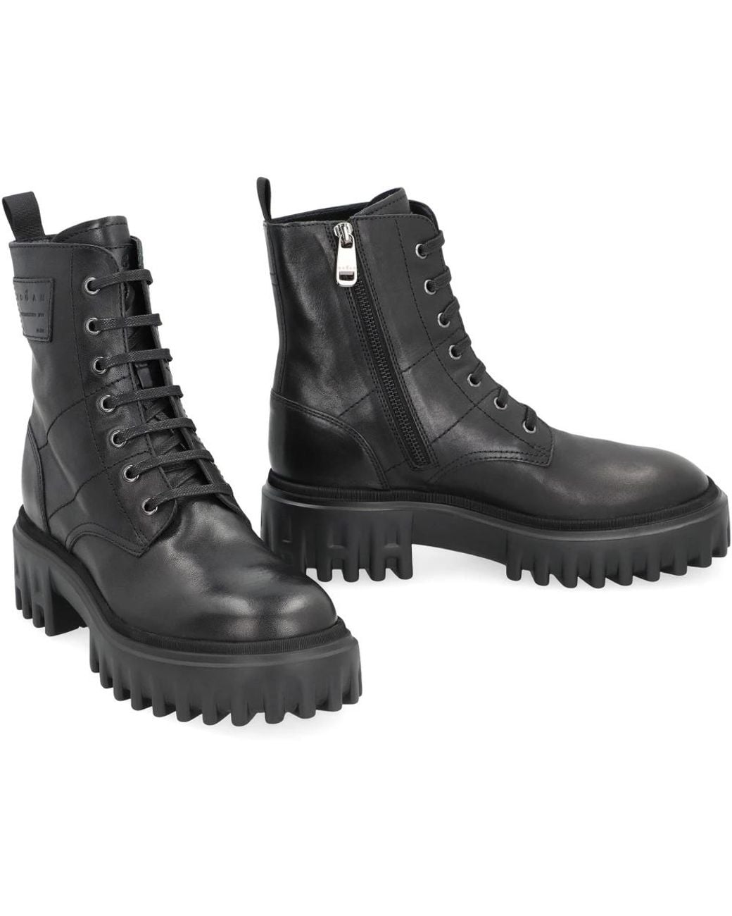 Hogan Black Lace-Up Boots