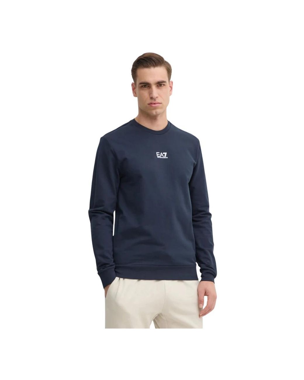 EA7 Core Identity Katoenen Sweater in het Blue voor heren