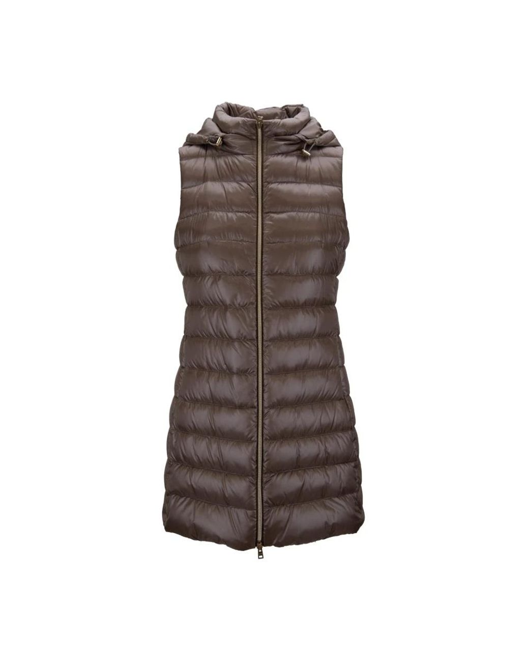 Herno Jassen ,Bruin ,Hooded Down Vest Zipper in het Brown