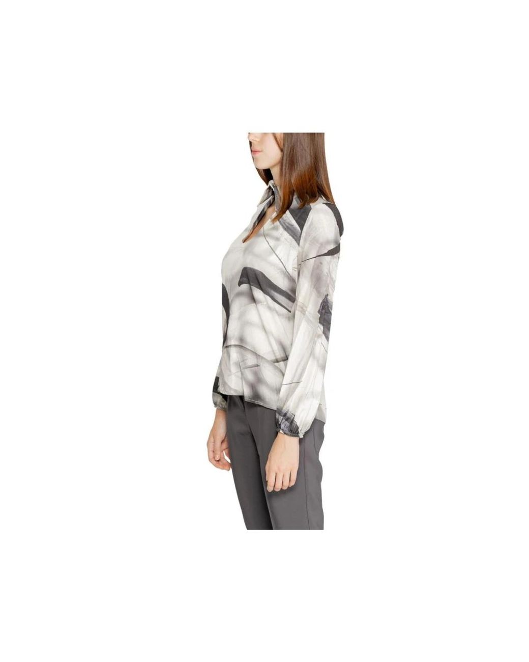 Rinascimento Overhemden ,Veelkleurig ,Grijze Blouse Met Abstracte Print En Keyhole Halslijn in het Gray