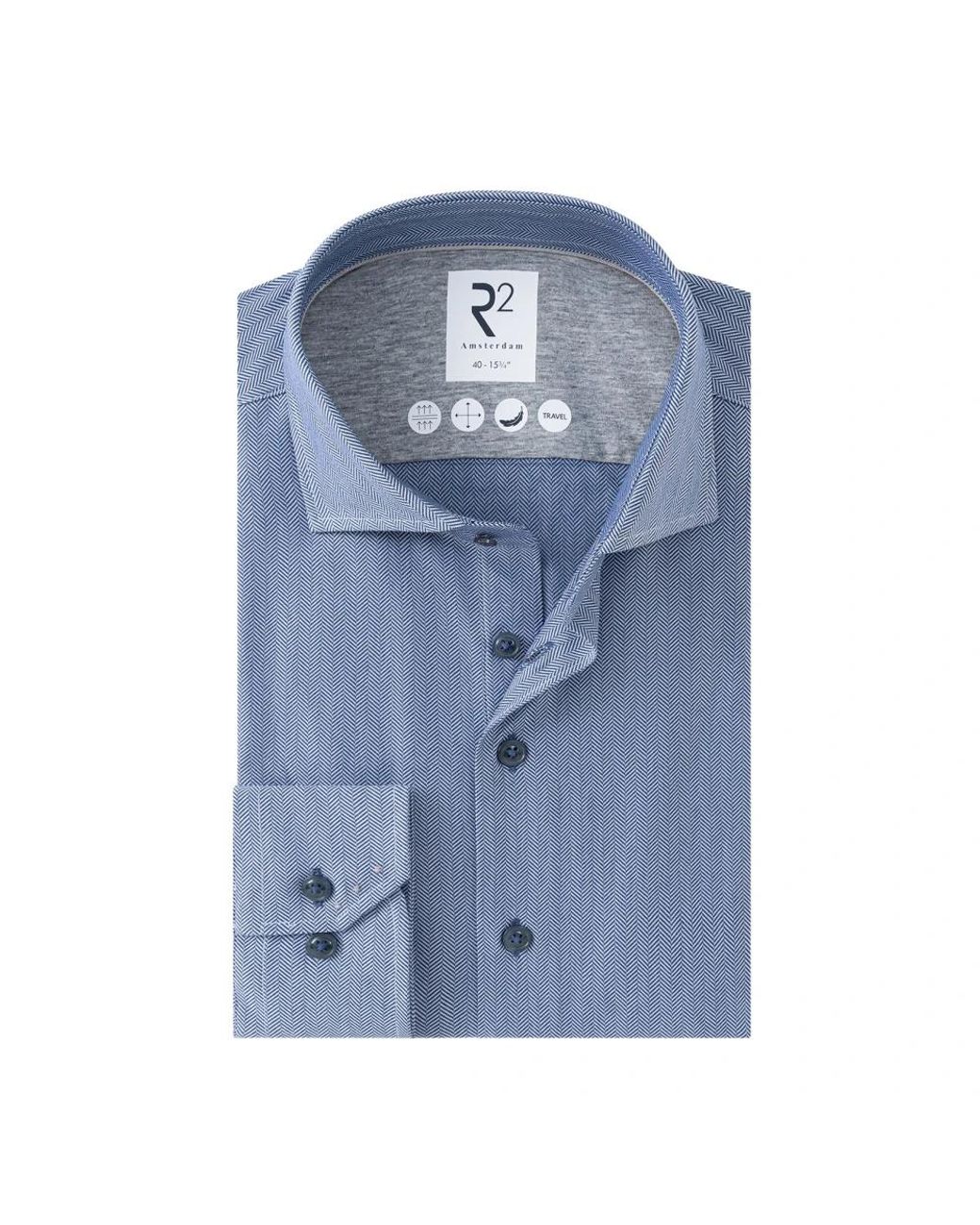 R2 Amsterdam Hemd in het Blue voor heren