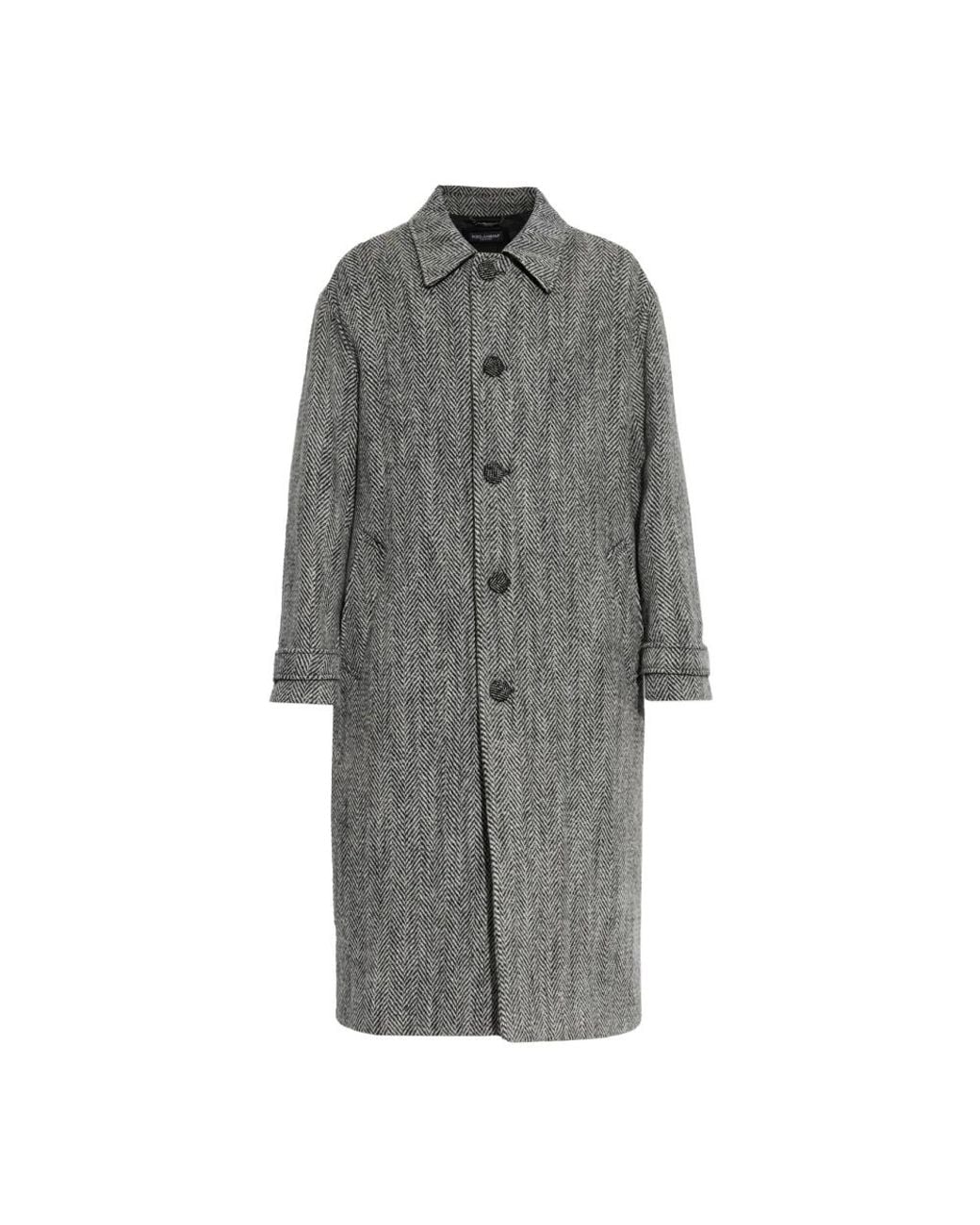 Dolce & Gabbana Gray Single-Breasted Coats for men