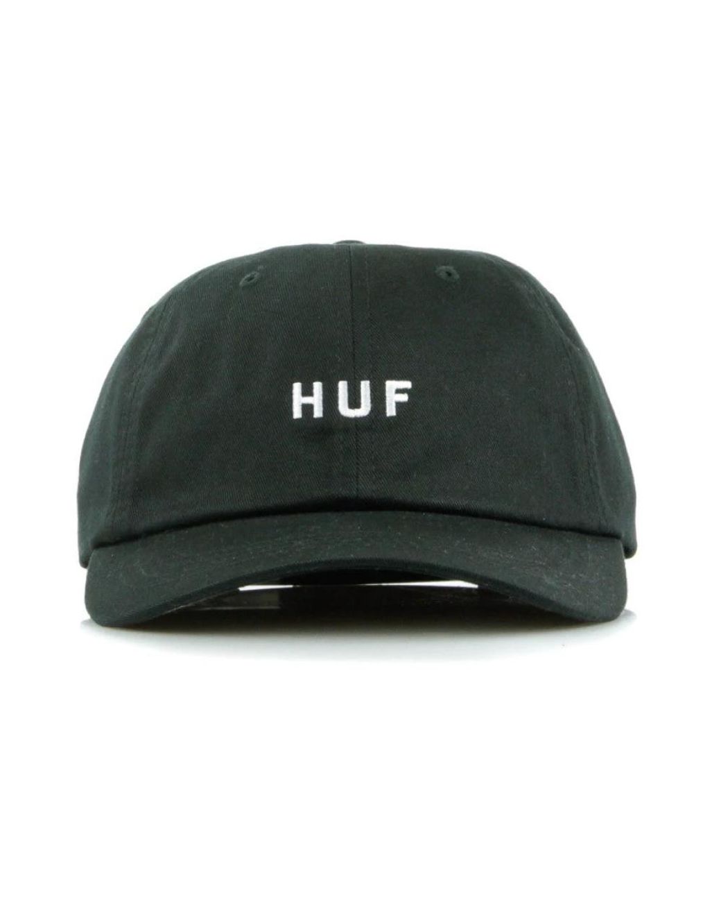 Huf Schwarze Gebogene Schirmmütze Essentials Logo in Green für Herren