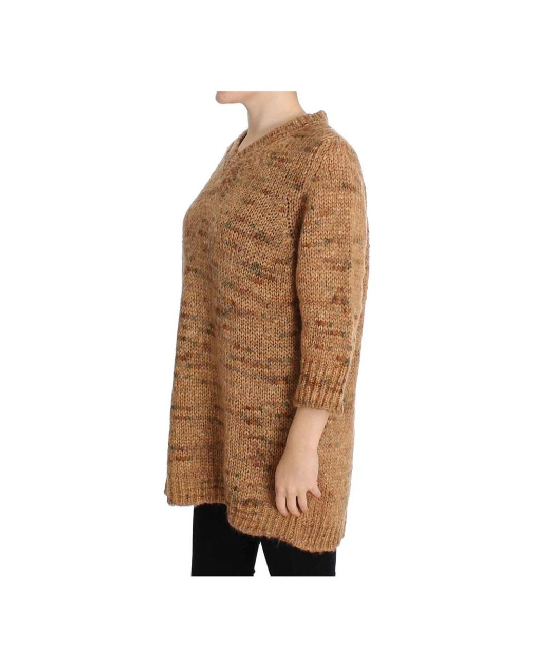 Pink Memories Brown V-Neck Knitwear