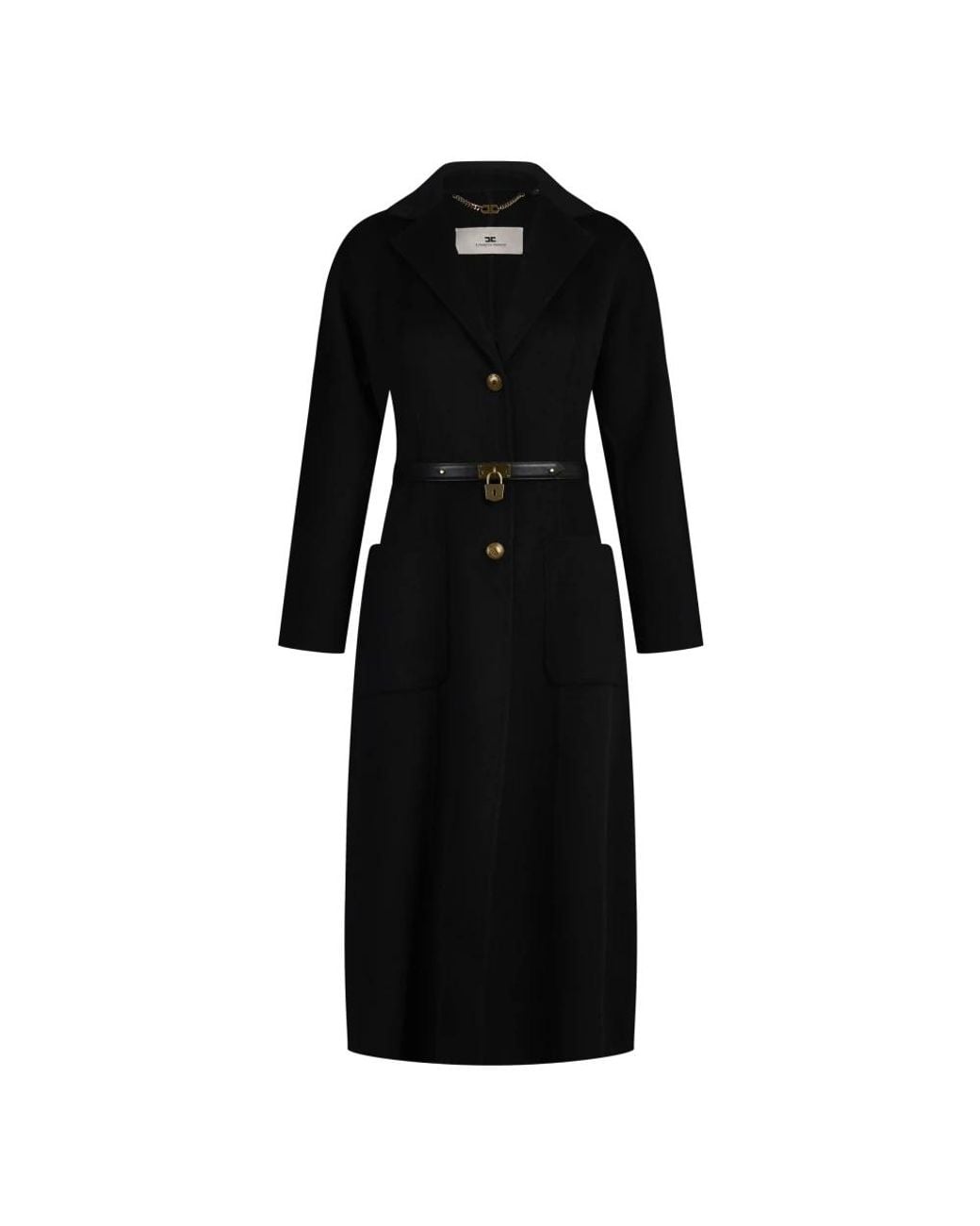 Elisabetta Franchi Black Belted Coats