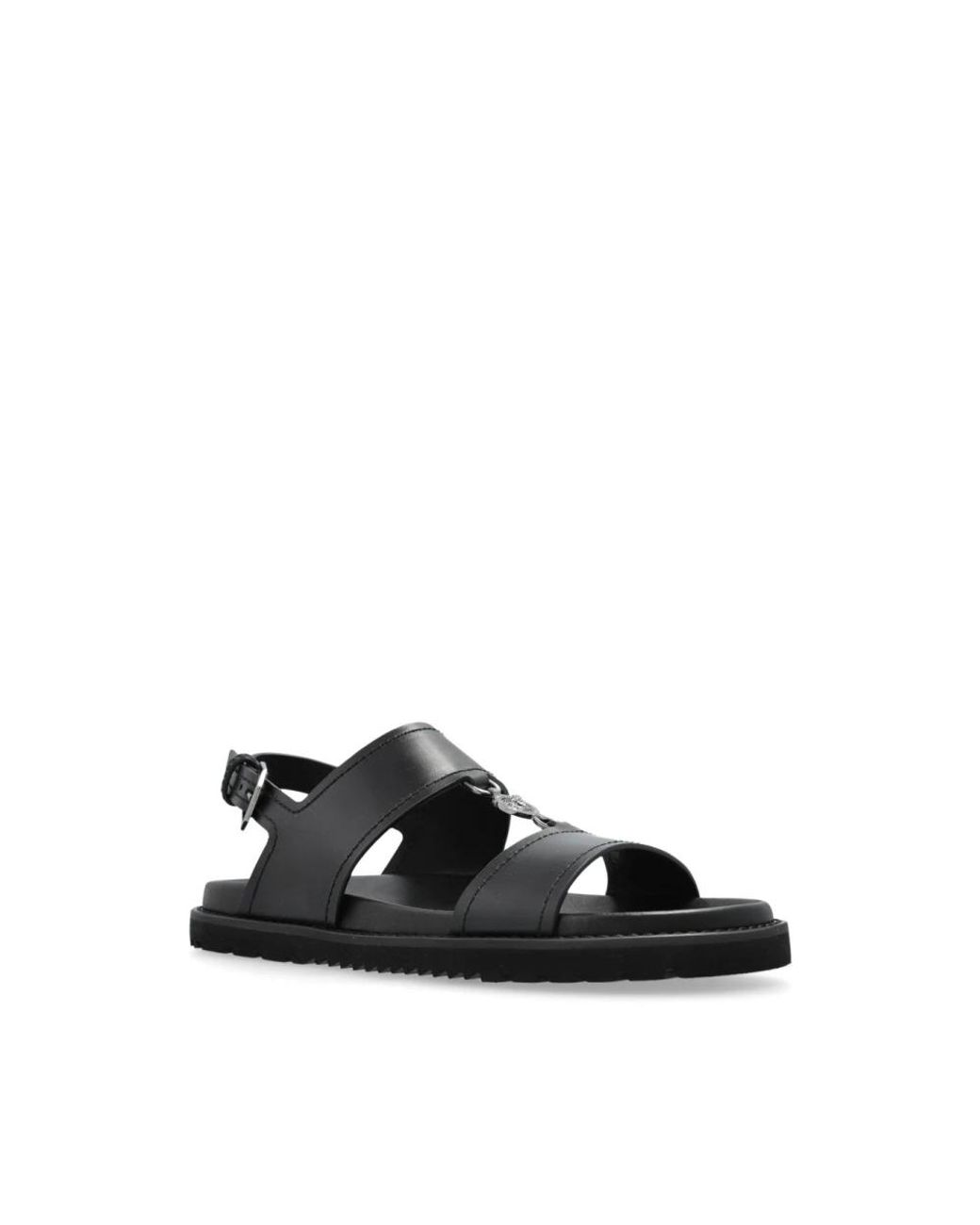 Versace Black Flat Sandals for men