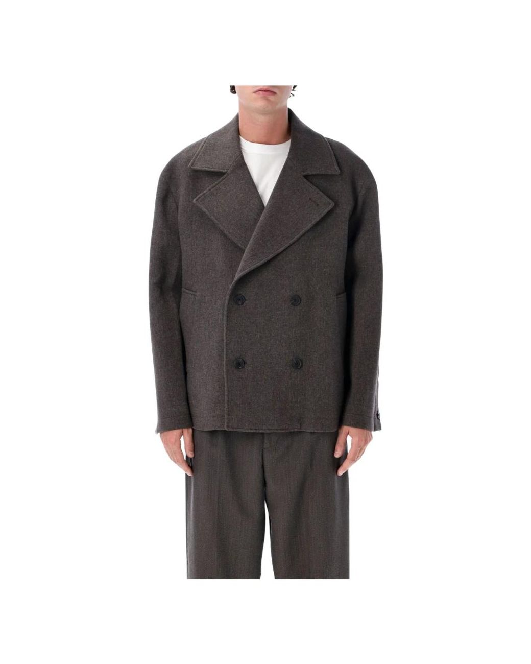 mfpen Gray Double-Breasted Coats for men