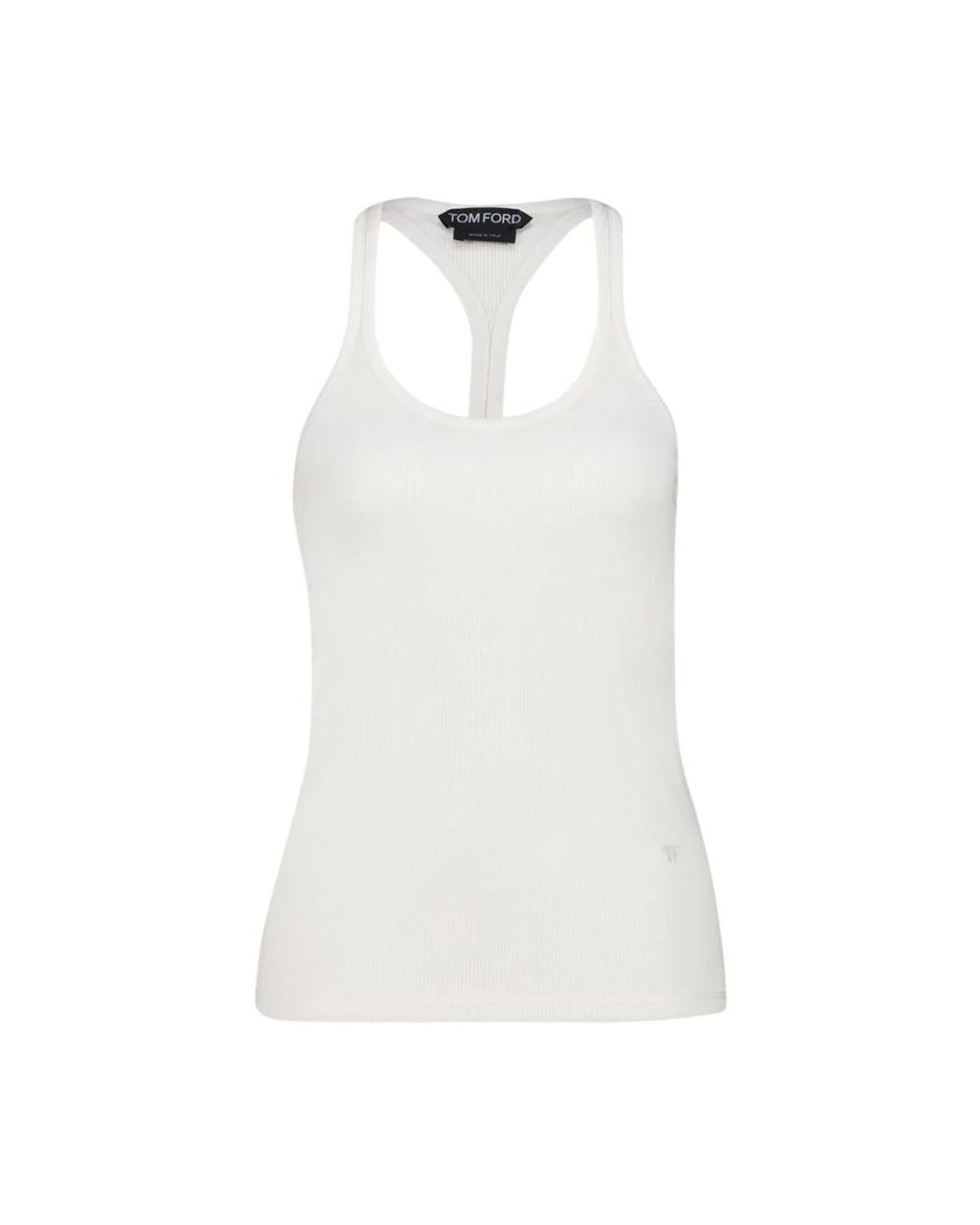 Tom Ford Ribbed Silk Tank Top in het White
