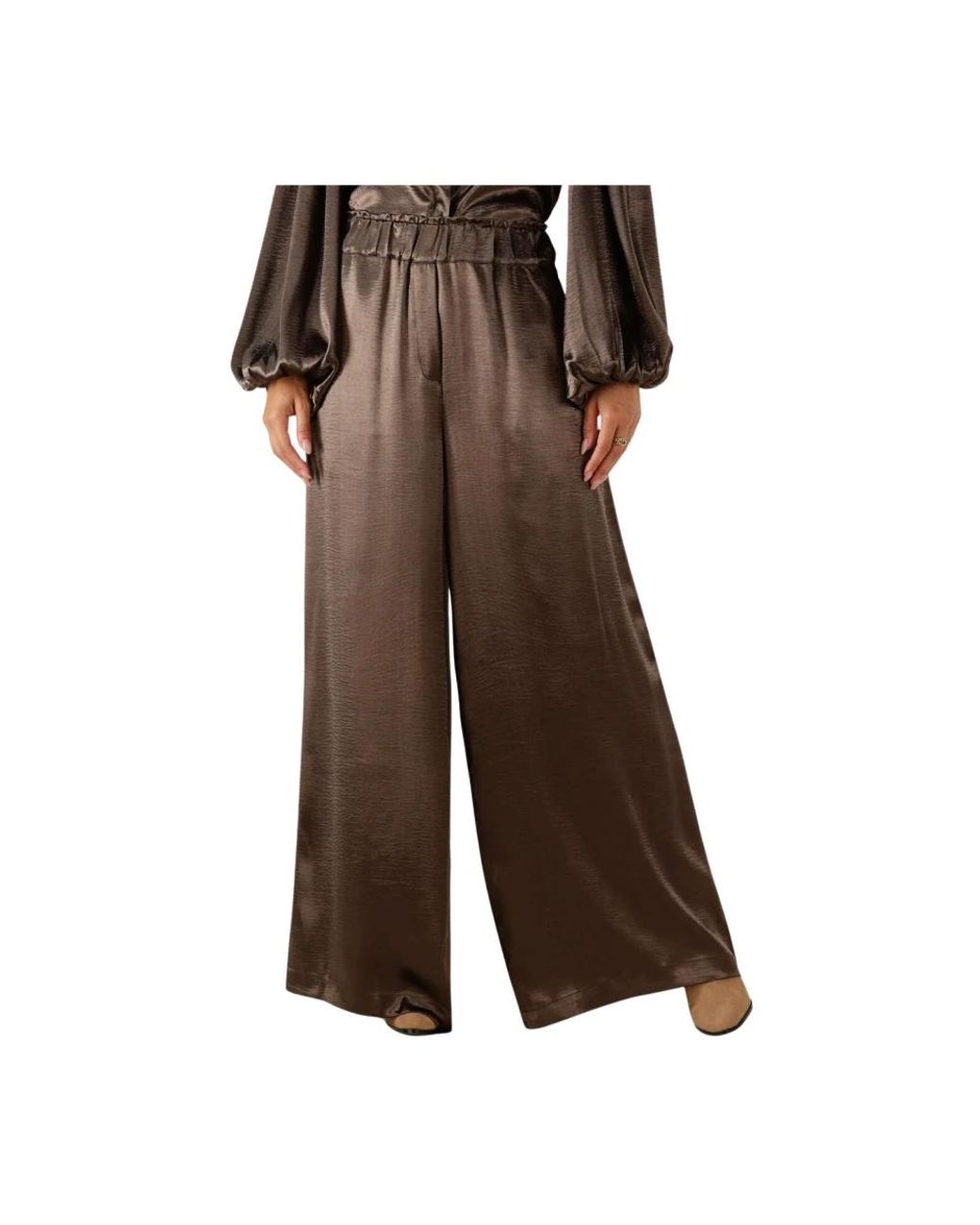 Notre-v Broeken ,Bruin ,Polyester Wijde Bruine Polyester Broek in het Brown