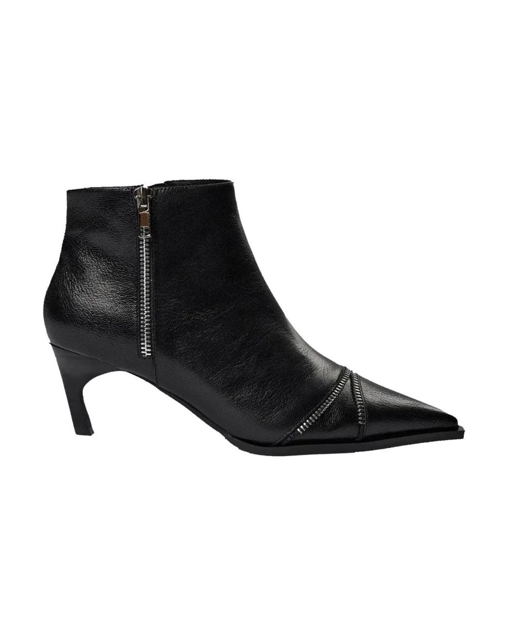 Sofie Schnoor Schoenen ,Zwart ,Leer Elegante Zwarte Leren Laarzen Met Ritssluiting in het Black