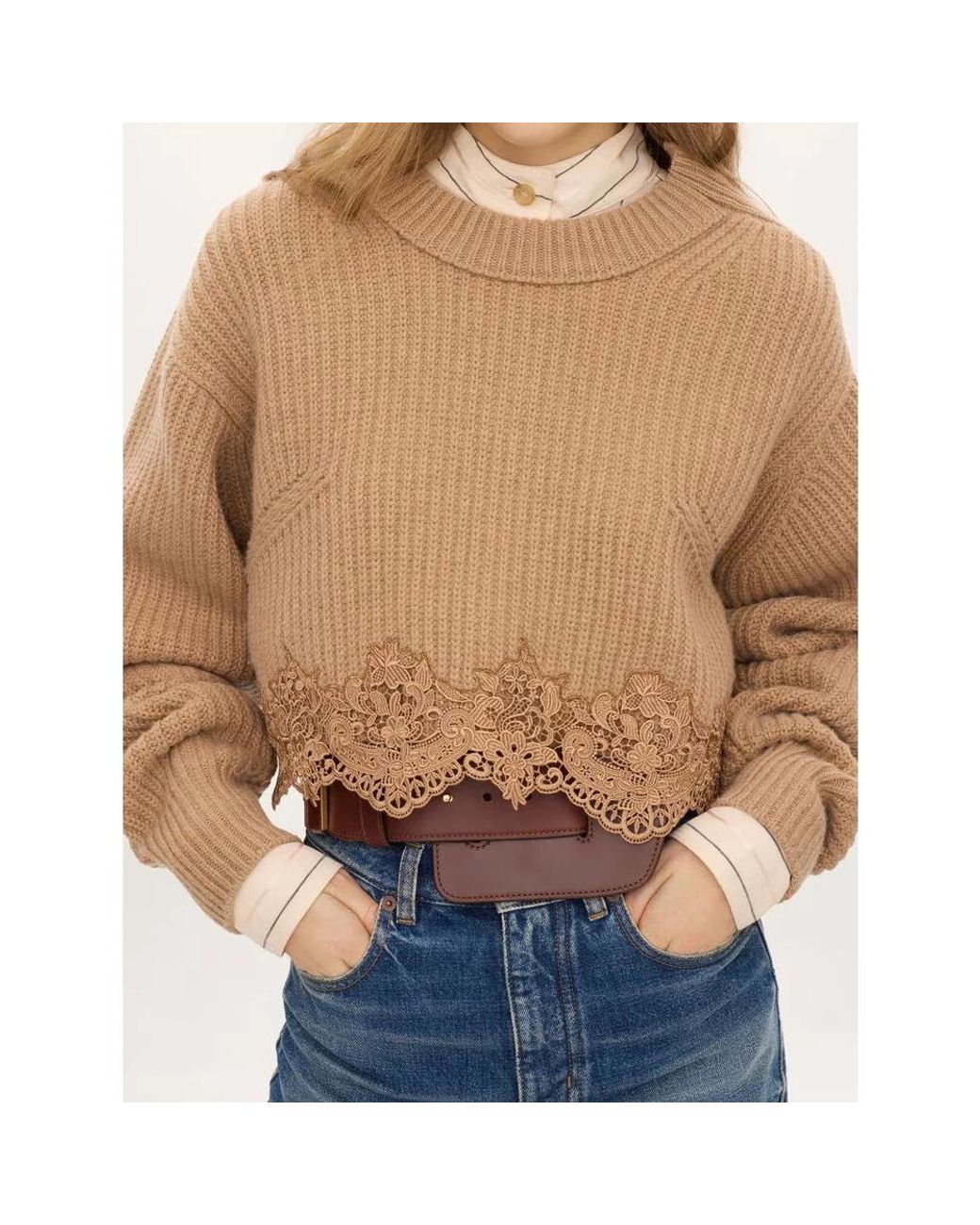 Chloé Natural Round-Neck Knitwear