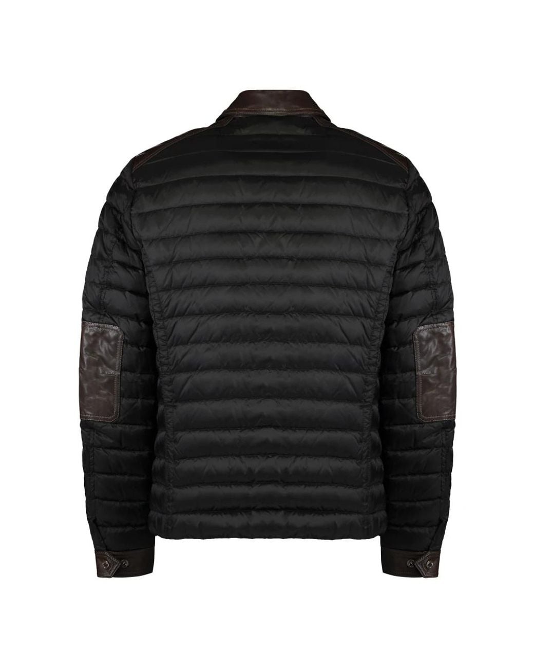 Moorer Jassen ,Bruin ,Leer Leren Inzetstukken Donsjack in het Black voor heren