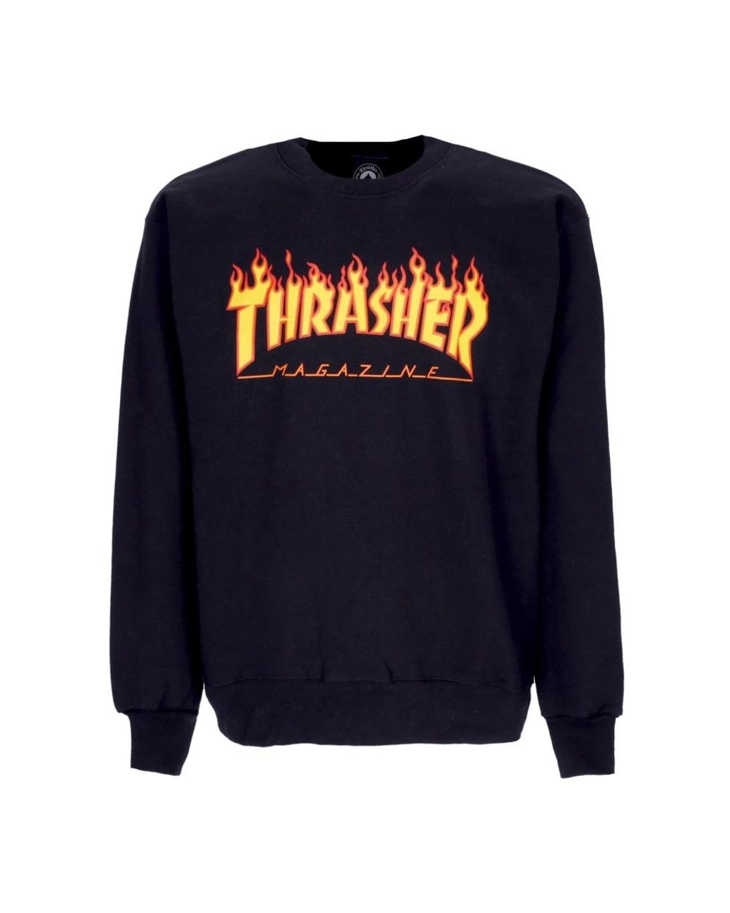 Thrasher Hoodies & Sweatvesten ,Zwart ,Katoen Zwarte Flame Crewneck Sweatshirt in het Blue voor heren