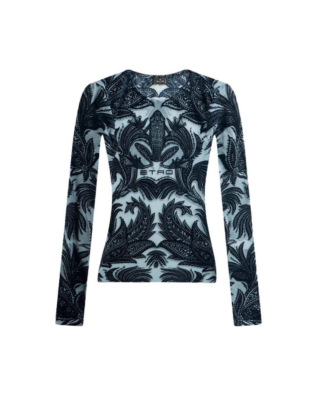 Etro Blue Long Sleeve T-Shirts