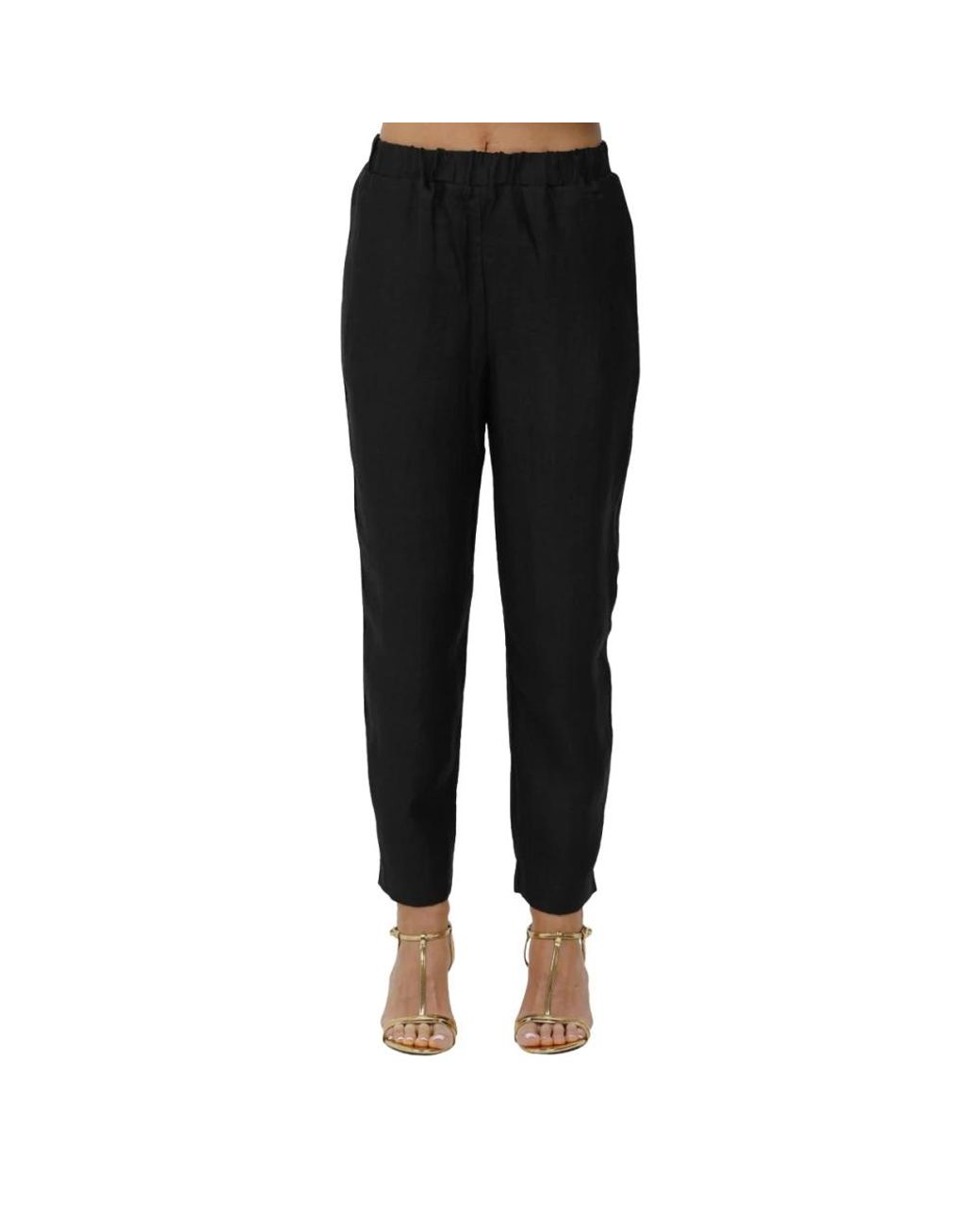 Alpha Studio Black Slim-Fit Trousers