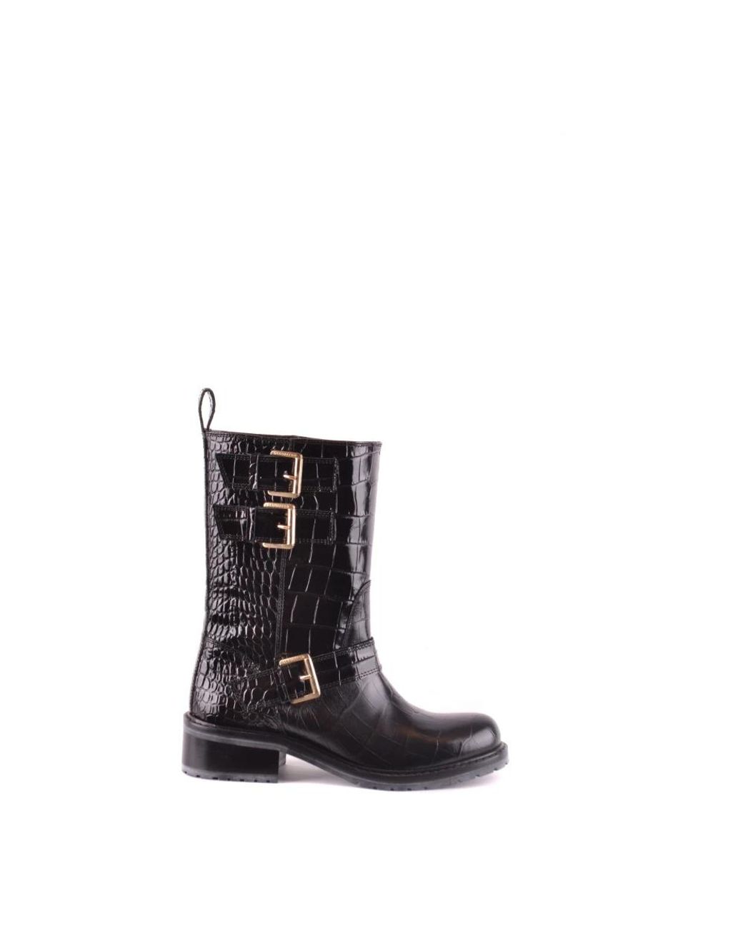 DSquared² Schoenen ,Zwart ,Leer Verfijnde Hoge Laarzen Met Krokodillenpatroon in het Black