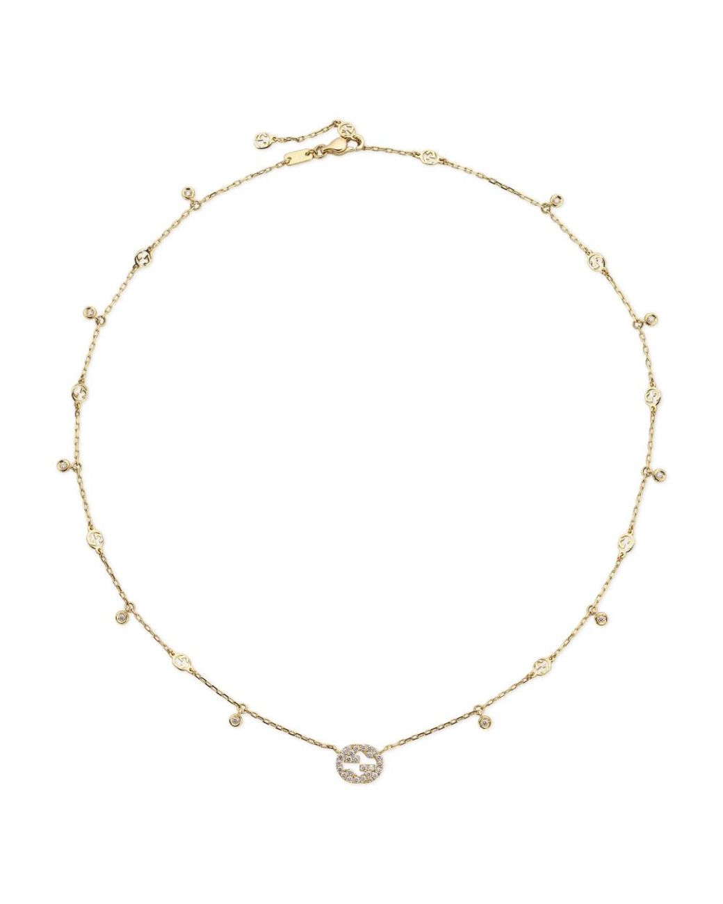 Gucci Metallic Interlocking Diamond 18K Necklace