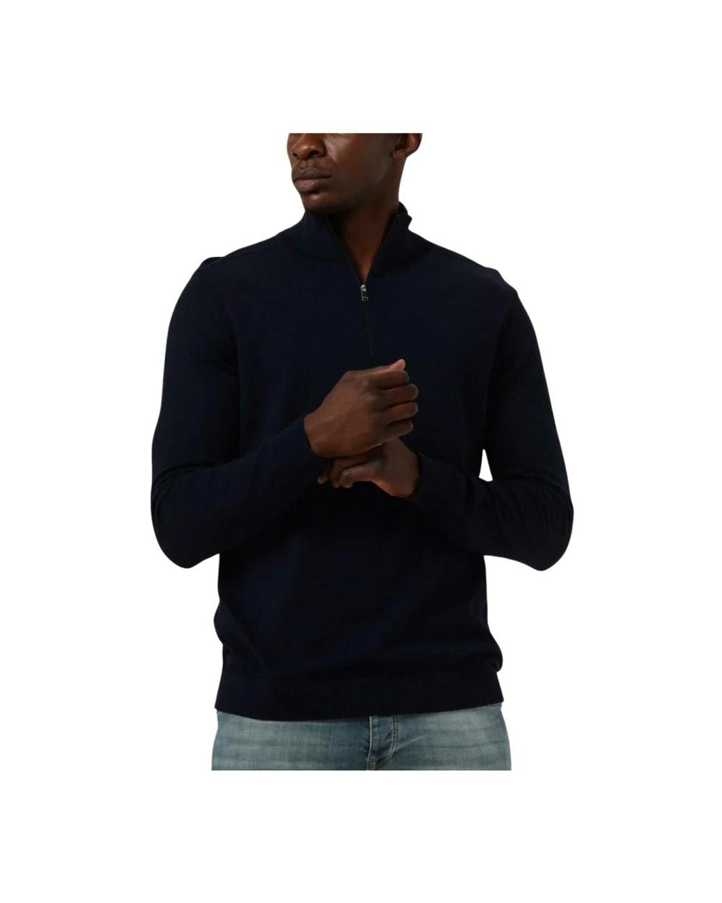 SELECTED Hoodies & Sweatvesten ,Blauw ,Katoen Half Zip Cardigan in het Blue voor heren