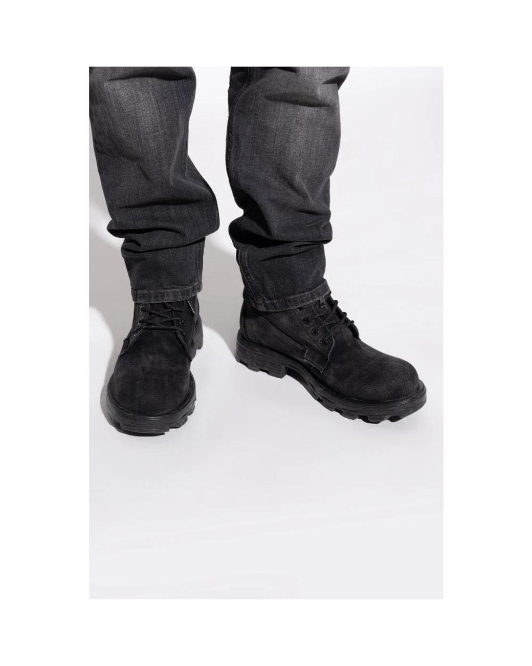Lace-Up Boots di DIESEL in Black da Uomo