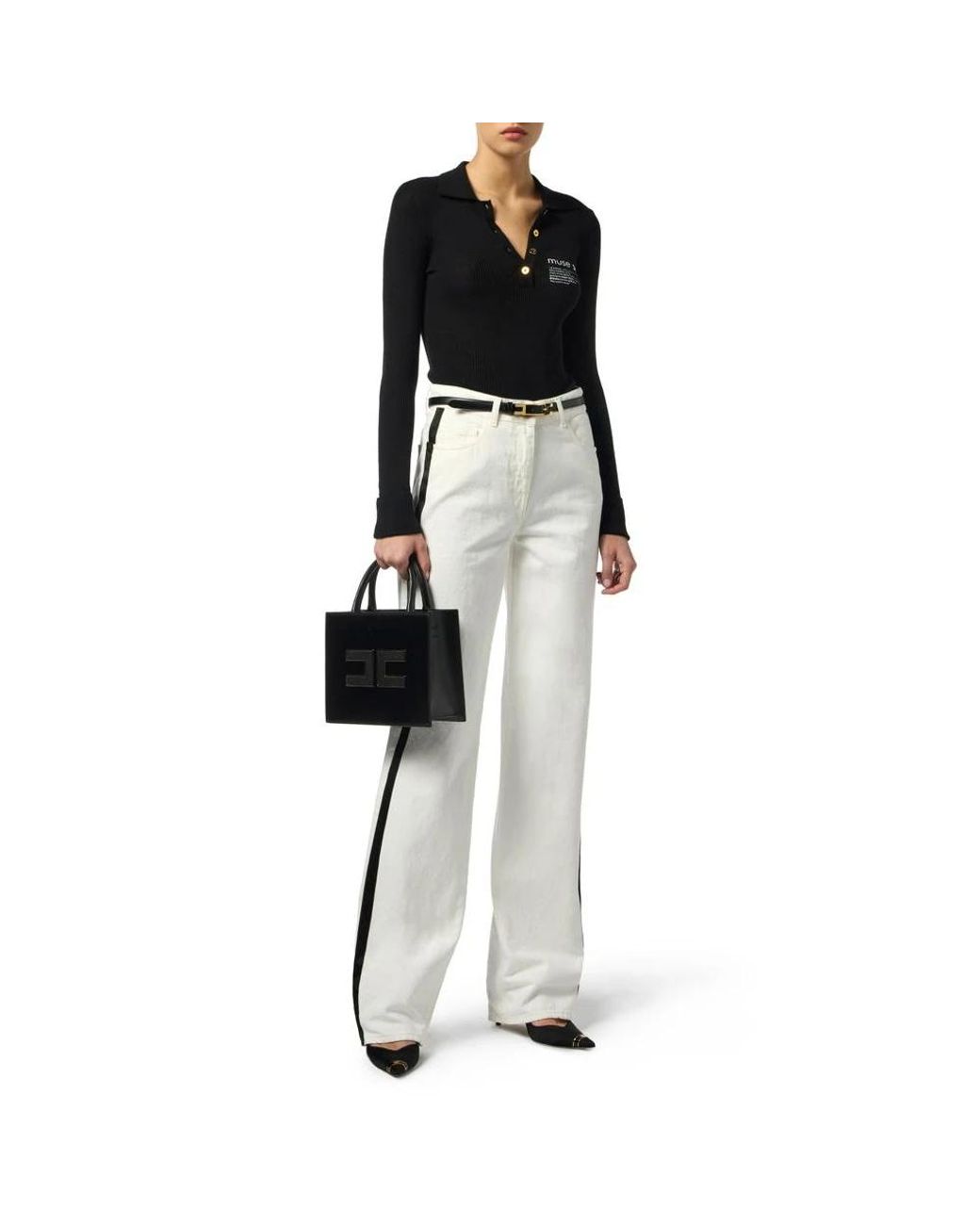 Elisabetta Franchi Black Round-Neck Knitwear