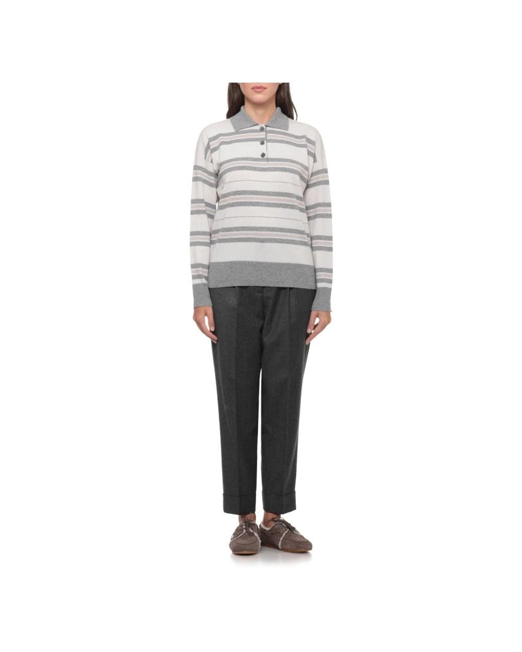 Peserico Gray V-Neck Knitwear