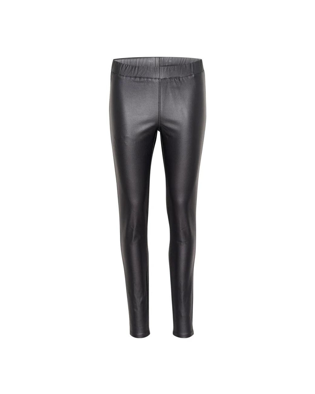 Kaffe Broeken ,Zwart ,Zwarte Coated Jeggings Slim-Fit Broek in het Gray