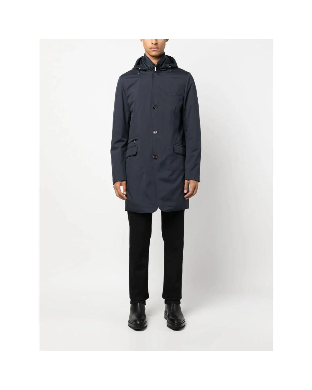 Moorer Blue Single-Breasted Coats for men