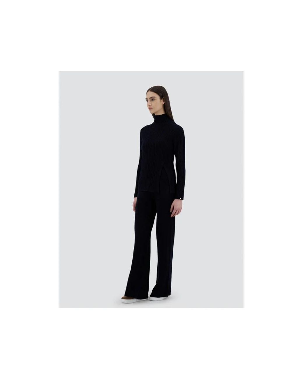 Herno Blue Rippstrick-Rollkragenpullover