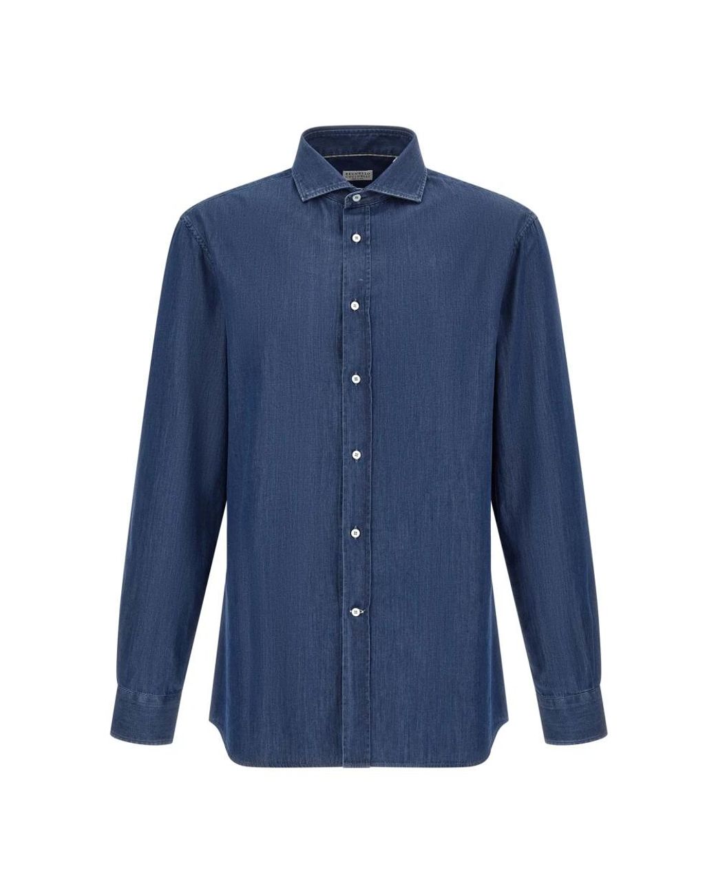Brunello Cucinelli Blue Denim Shirts for men