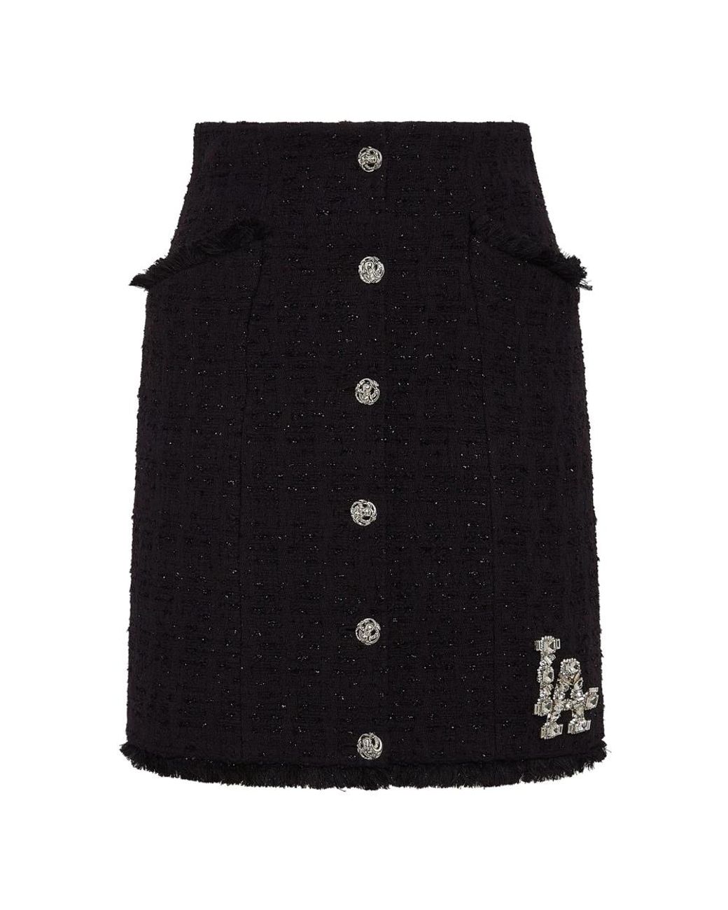 Philipp Plein Rokken ,Zwart ,Tweed Tweed Minirok Crystal Skull in het Black
