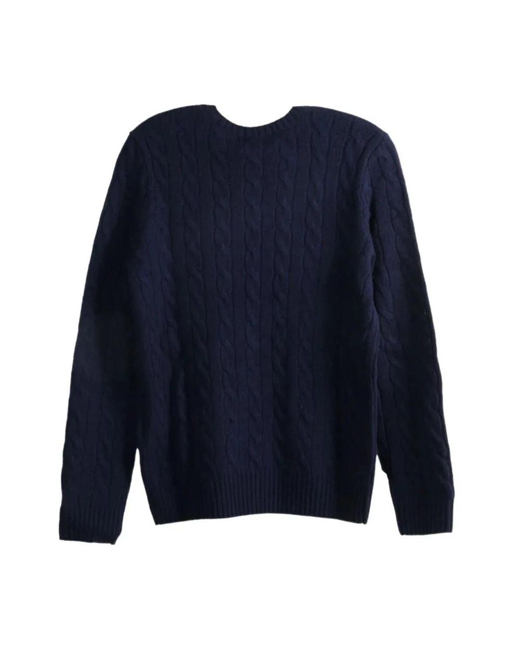 Polo Ralph Lauren Blue Plaited Wool And Cashmere Crew-Neck
