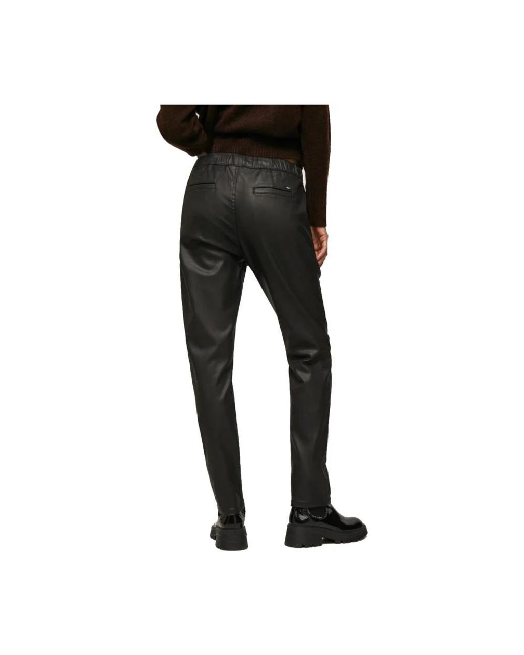 Pepe Jeans Black Leather Trousers for men