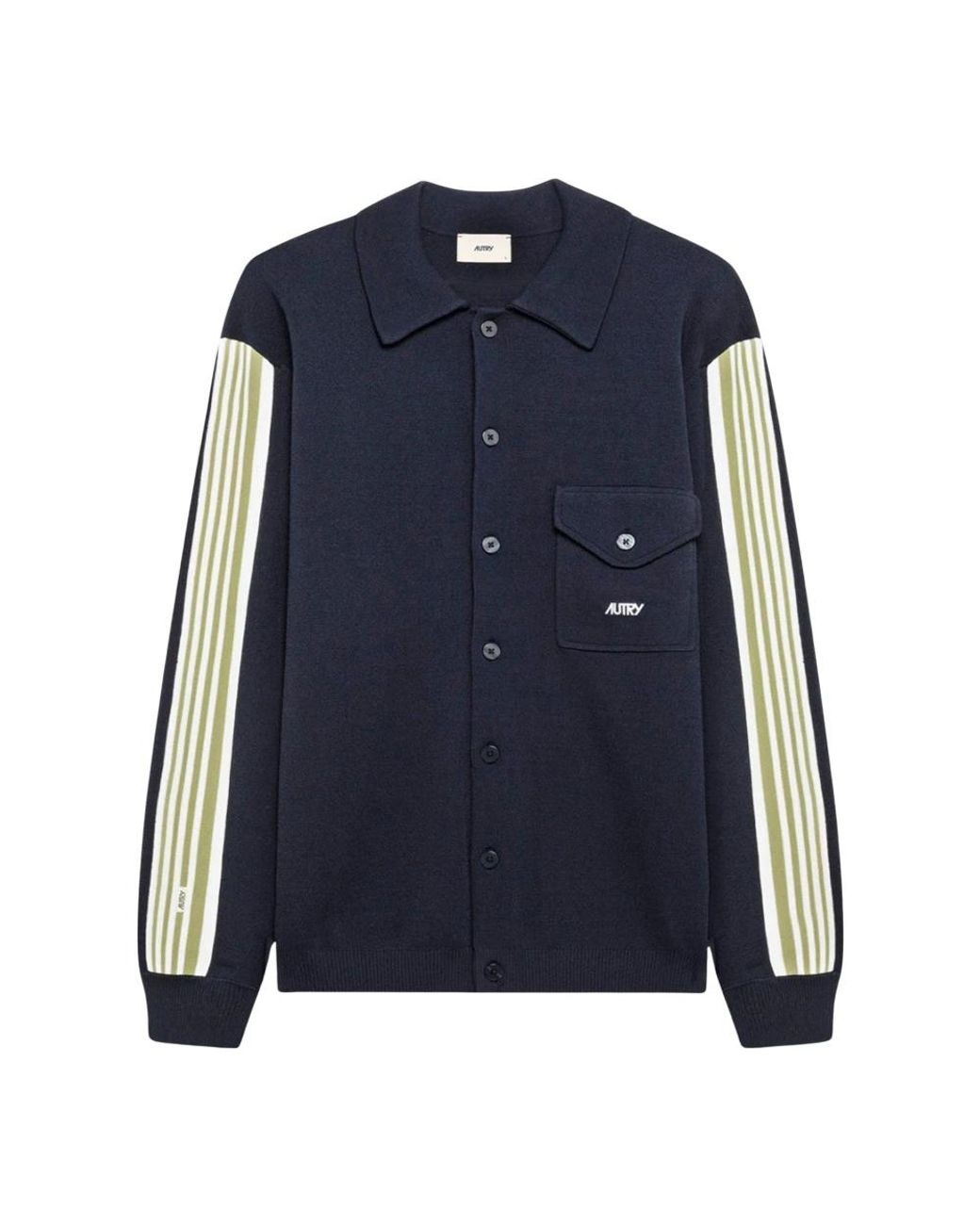Autry Truien & Vesten ,Blauw ,Nylon Viscose Blend Jacket With Logo in het Blue voor heren