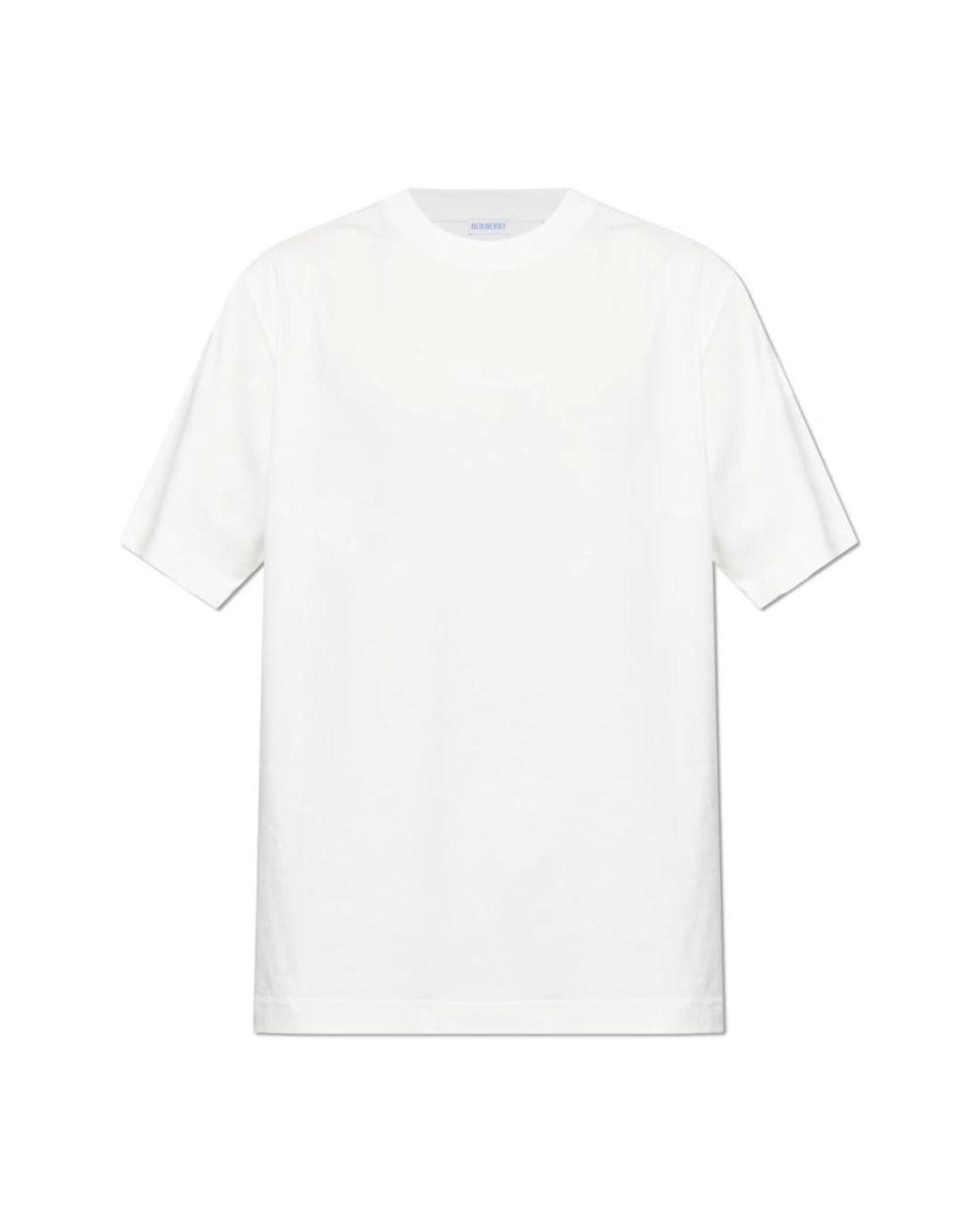 Burberry Tops ,Wit ,Katoen Check Cursive Logo Katoenen T-Shirt in het White voor heren